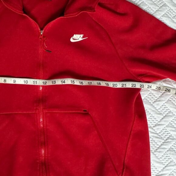 Nike Tech Fleece Men Large University Red White Zippered Hoodie Hooded Jacket - Picture 8 of 13